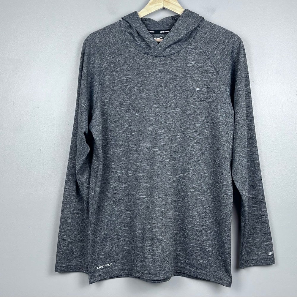 Nike Swim Men's Dri-Fit Gray UPF40 Lightweight Hooded Shirt Size M; Beach